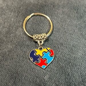 Autism Awareness - Puzzle Piece Heart - Metal Keychain